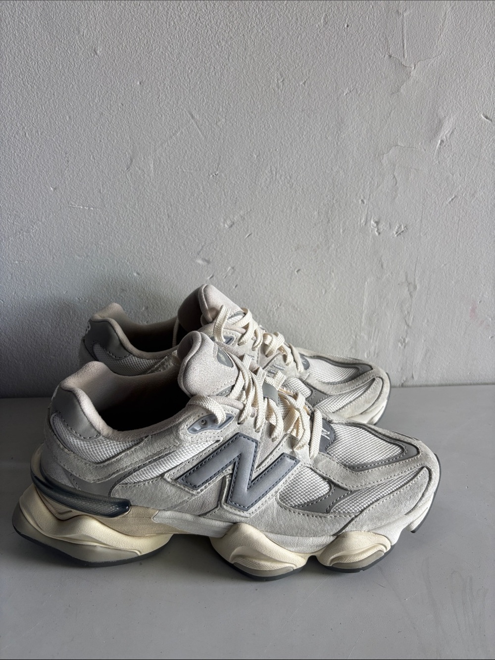 New Balance 9060 low top Neutral Gray & Cream Retro Runner Sneakers - Picture 3 of 7